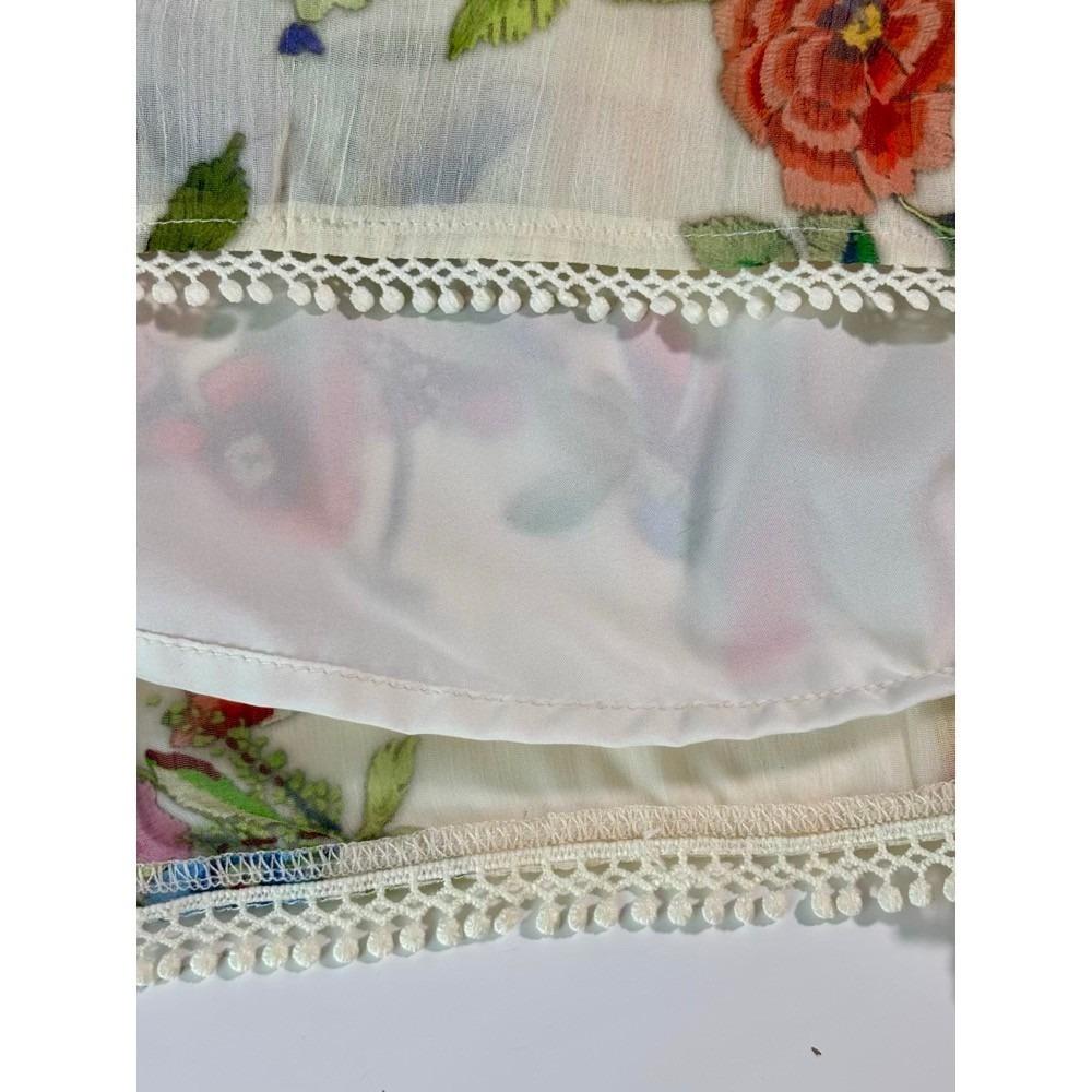 Avec Les Filles Floral Mini Dress 6 Cream Crochet  Balloon Sleeve Wedding Guest - Picture 8 of 16